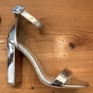 Public Desire silver strappy heels. UK size 5 - fits US size 7-8.
